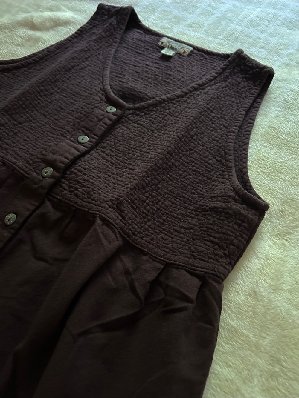 Orvis Women's Plum Sleeveless V-Neck Button-Front Layering Jumper Dress, Size L - Picture 5 of 10